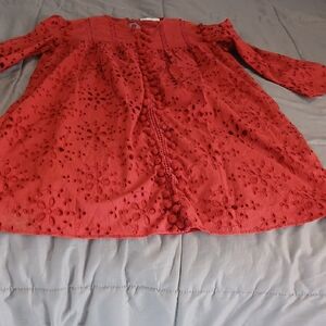 Zara Kids Burgundy Eyelet Dress